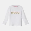 HUGO longsleeve din bumbac pentru copii culoarea alb