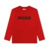 HUGO longsleeve din bumbac pentru copii culoarea rosu