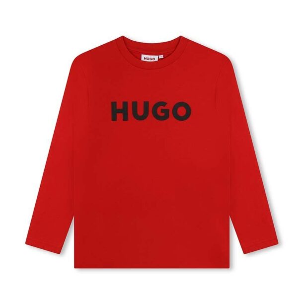 HUGO longsleeve din bumbac pentru copii culoarea rosu