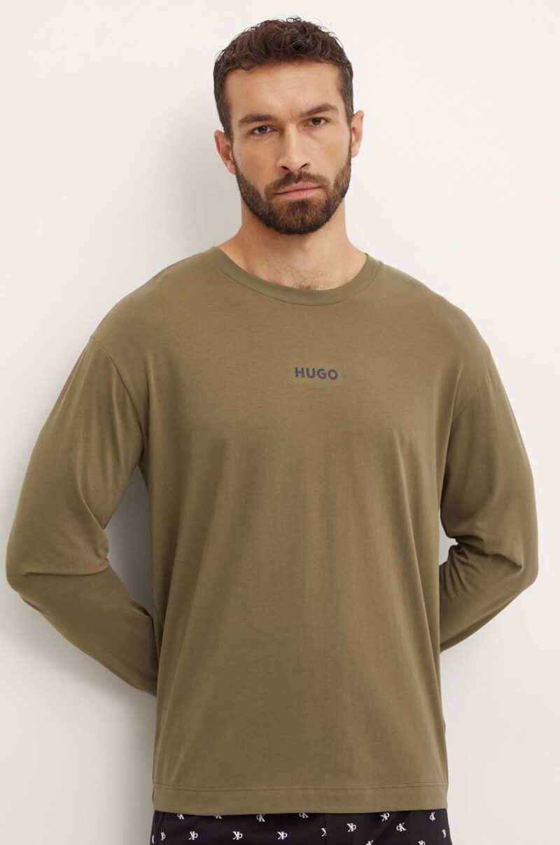 HUGO longsleeve lounge culoarea verde