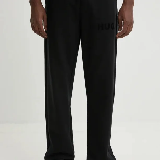 HUGO pantaloni de trening din bumbac culoarea negru