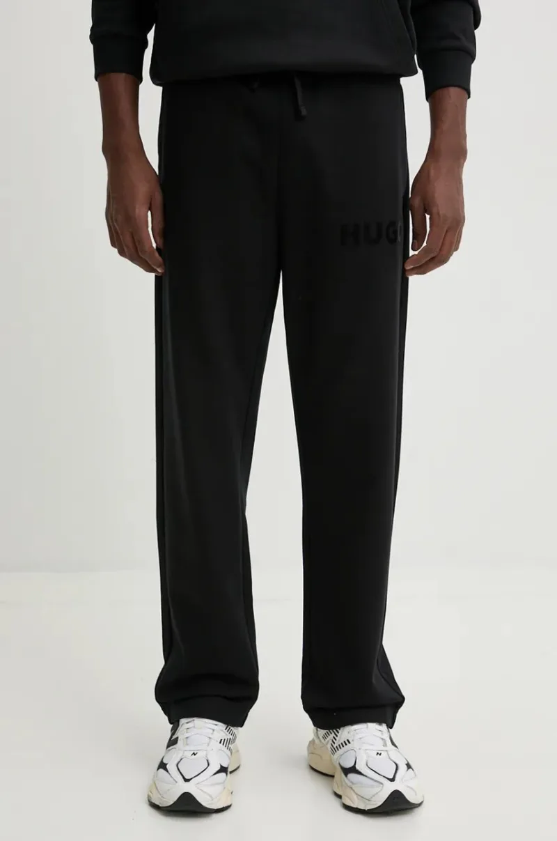 HUGO pantaloni de trening din bumbac culoarea negru