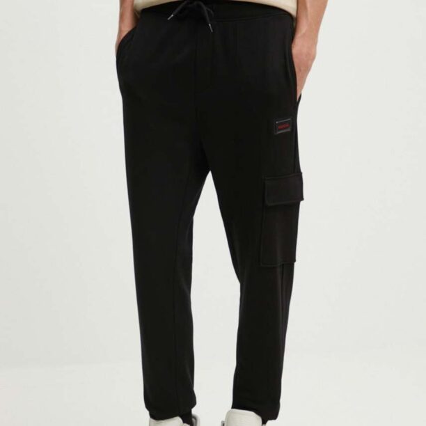 HUGO pantaloni de trening din bumbac culoarea negru