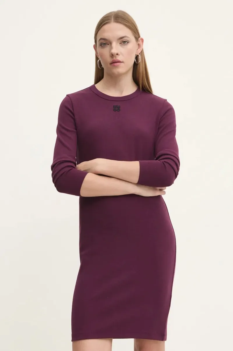 HUGO rochie culoarea violet