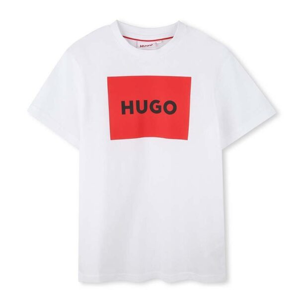 HUGO tricou de bumbac pentru copii culoarea alb