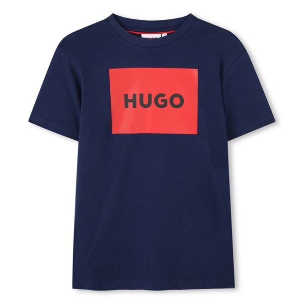 HUGO tricou de bumbac pentru copii culoarea albastru marin