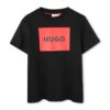 HUGO tricou de bumbac pentru copii culoarea negru