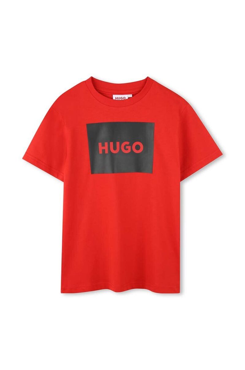 HUGO tricou de bumbac pentru copii culoarea rosu