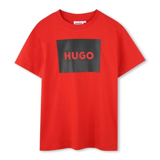 HUGO tricou de bumbac pentru copii culoarea rosu