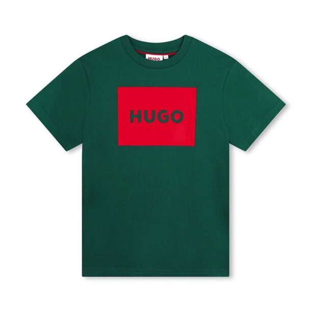 HUGO tricou de bumbac pentru copii culoarea verde