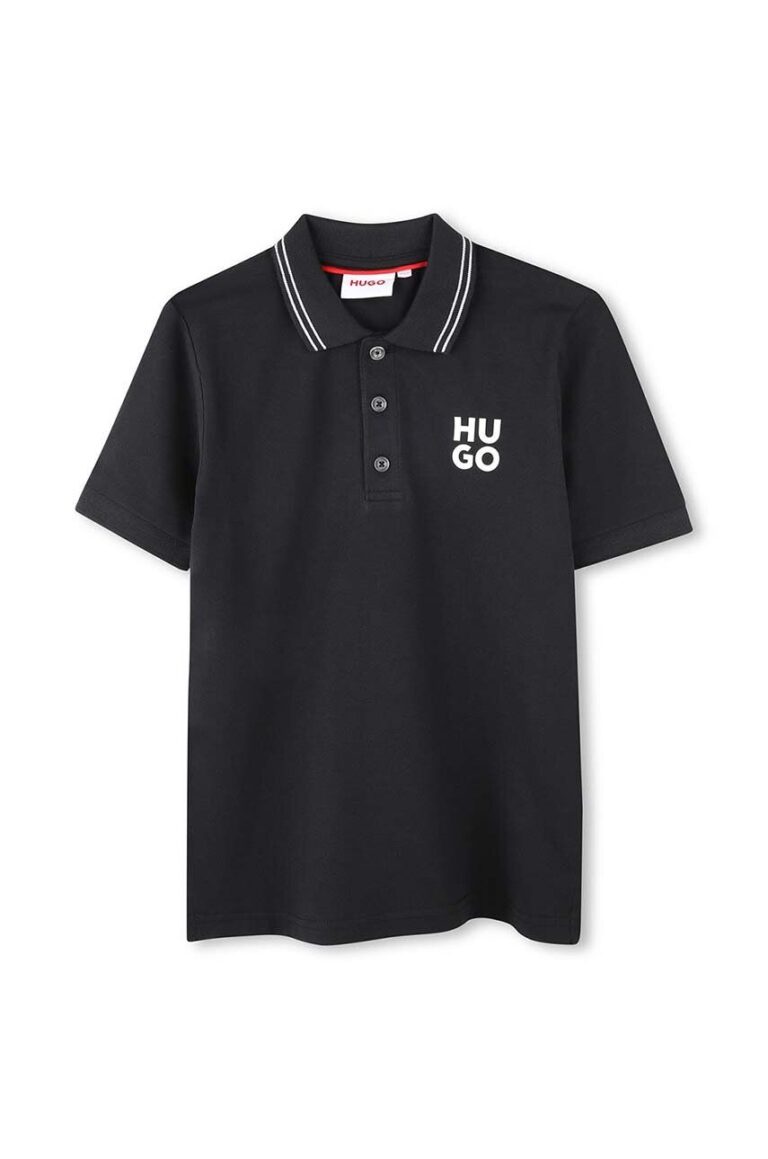 HUGO tricou polo copii culoarea negru