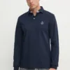 Hackett London longsleeve din bumbac culoarea albastru marin