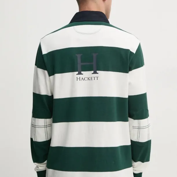 Hackett London longsleeve din bumbac culoarea verde