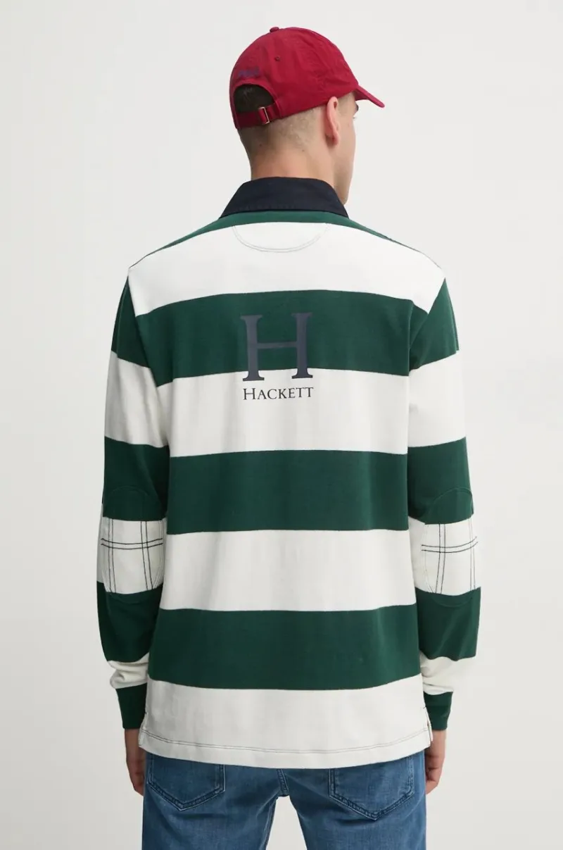 Hackett London longsleeve din bumbac culoarea verde