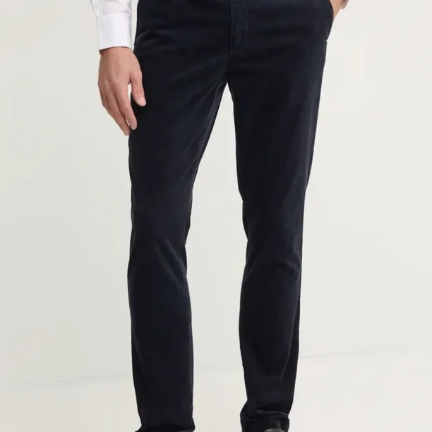 Hackett London pantaloni de catifea cord culoarea albastru marin