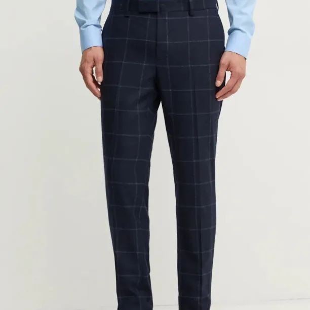 Hackett London pantaloni de lana culoarea albastru marin