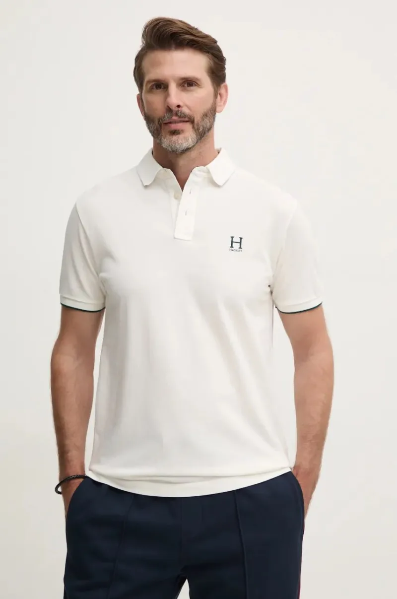 Hackett London polo de bumbac culoarea alb