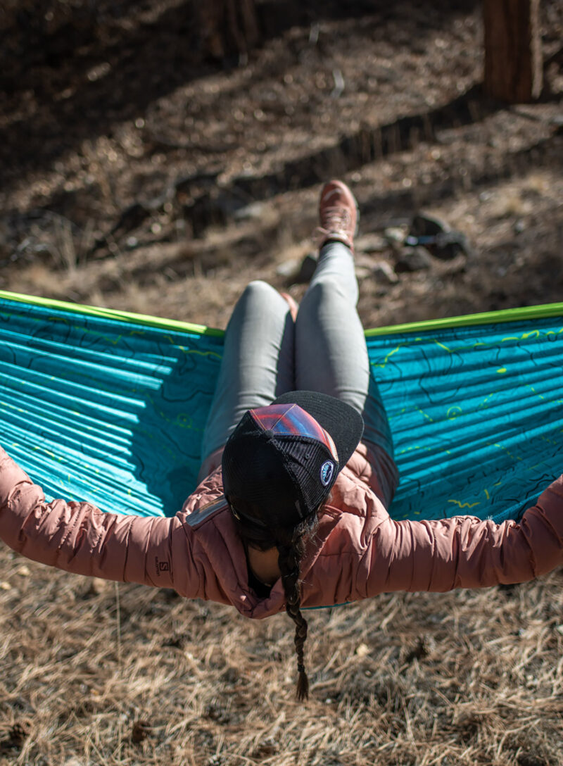 Preţ Hamac cu plasă de țânțari ENO DoubleNest Print - Giving Back Hammock - topo cdt/chartreuse