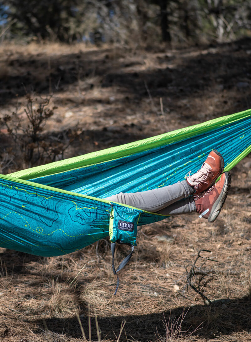 Original Hamac cu plasă de țânțari ENO DoubleNest Print - Giving Back Hammock - topo cdt/chartreuse