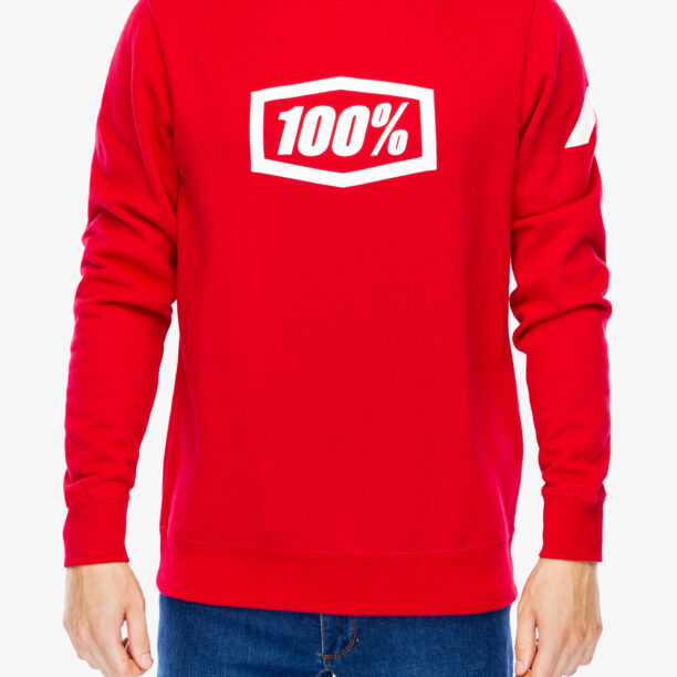 Hanorac 100% Icon Pullover Crewneck Fleece Sweatshirt - deep red