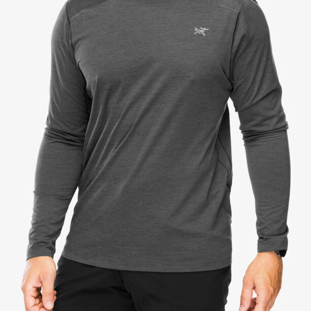 Hanorac alergare Arcteryx Cormac Crew Neck Shirt LS - blk heather