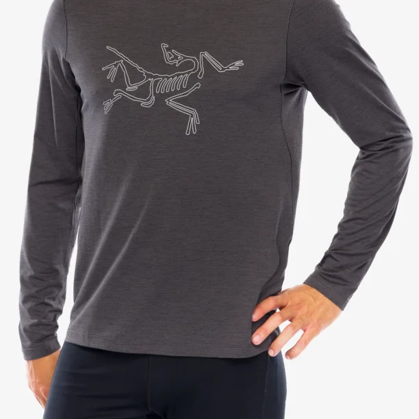 Cumpăra Hanorac alergare Arcteryx Cormac Logo LS - black heather/solitude