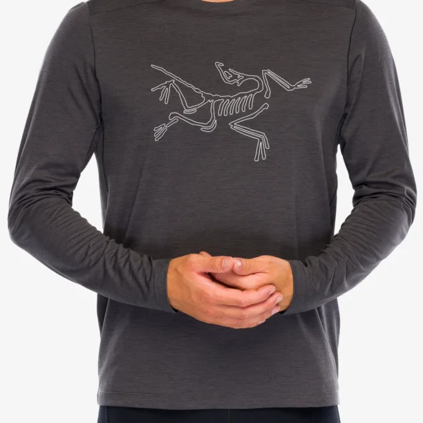 Hanorac alergare Arcteryx Cormac Logo LS - black heather/solitude