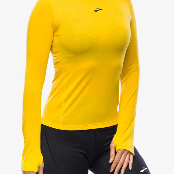 Hanorac alergare femei Brooks High Point Long Sleeve - lemon chrome preţ