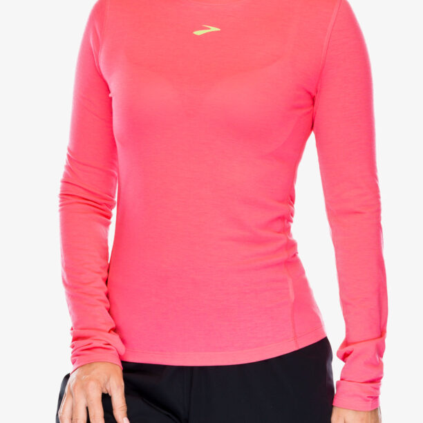 Cumpăra Hanorac alergare femei Brooks High Point Long Sleeve - neo pink