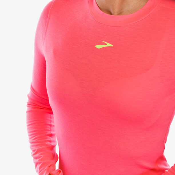 Original Hanorac alergare femei Brooks High Point Long Sleeve - neo pink