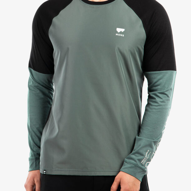 Cumpăra Hanorac ciclism Mons Royale Tarn Merino Shift Wind Jersey - burnt sage/black