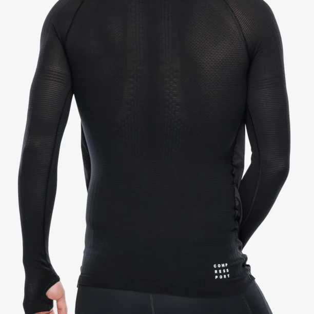 Hanorac cu fermoar Compressport Hurricane Windproof Seamless HZ Top - black preţ