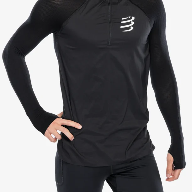 Cumpăra Hanorac cu fermoar Compressport Hurricane Windproof Seamless HZ Top - black