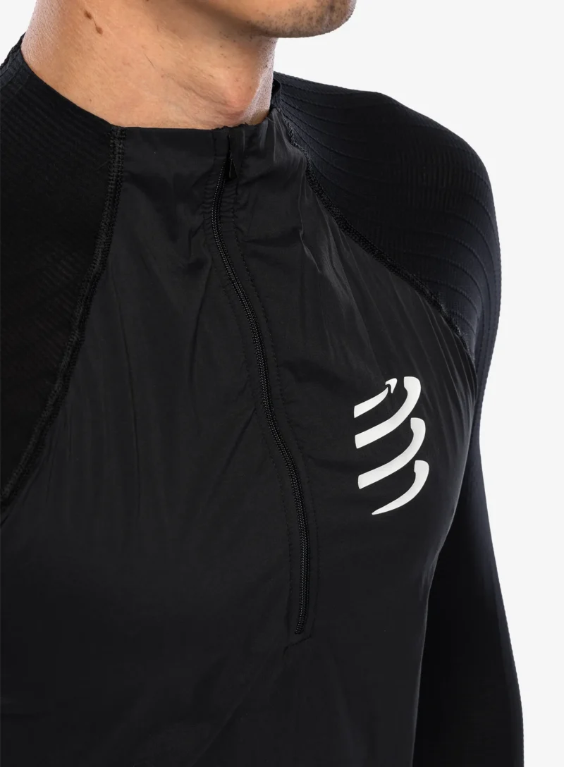 Preţ Hanorac cu fermoar Compressport Hurricane Windproof Seamless HZ Top - black