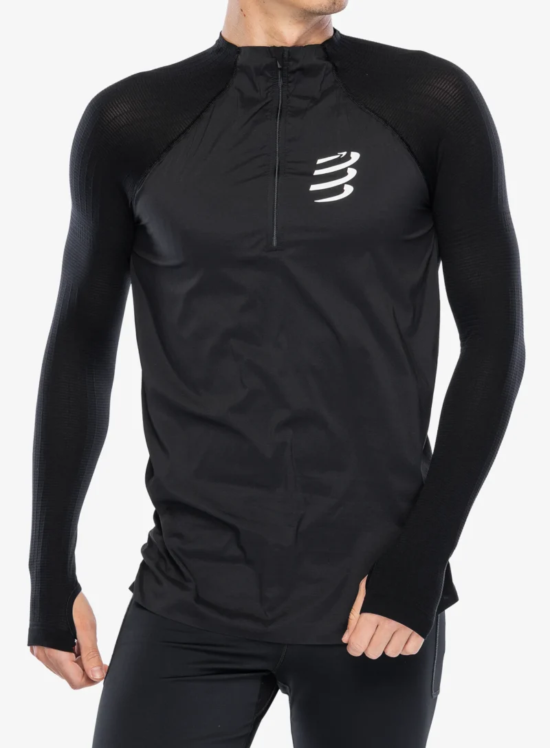 Hanorac cu fermoar Compressport Hurricane Windproof Seamless HZ Top - black