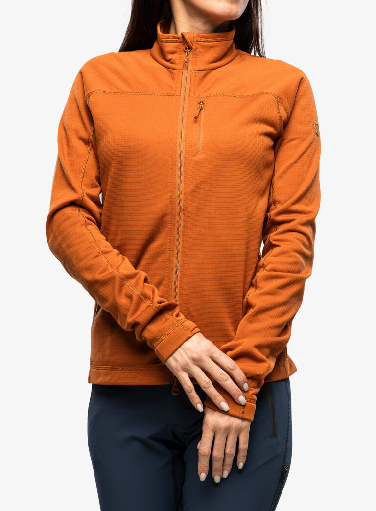 Original Hanorac cu fermoar femei Fjallraven Abisko Lite Fleece Jacket - terracotta brown