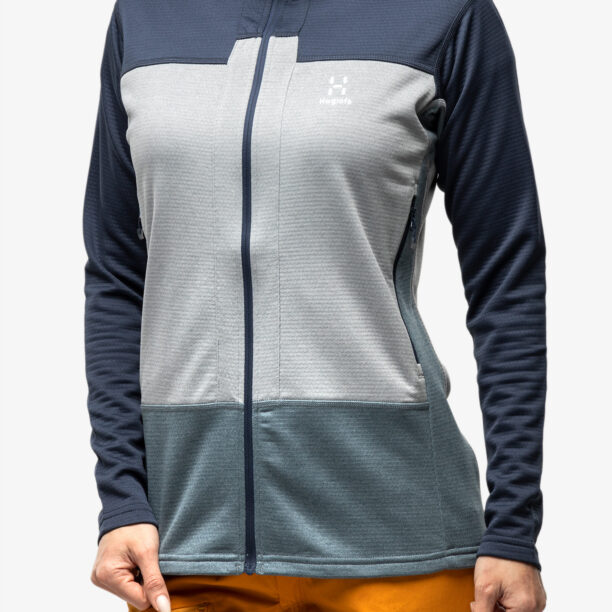 Hanorac cu fermoar femei Haglofs ROC Flash Mid Hood - tarn blue/concrete