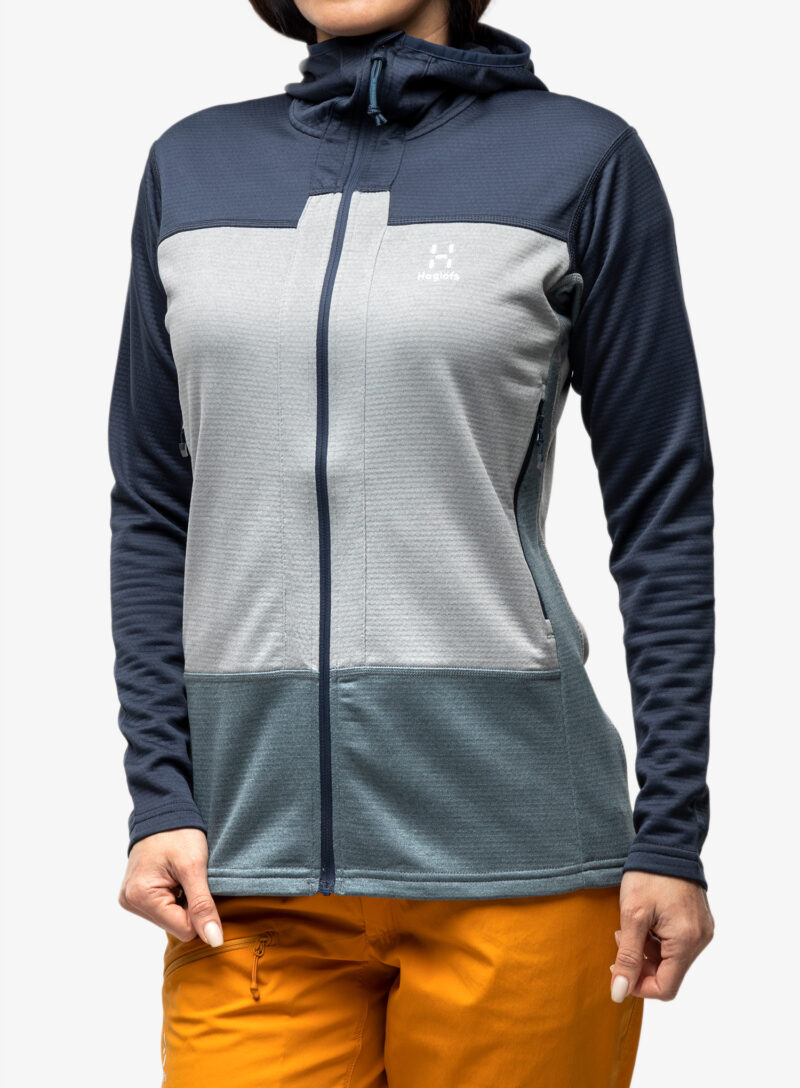 Hanorac cu fermoar femei Haglofs ROC Flash Mid Hood - tarn blue/concrete