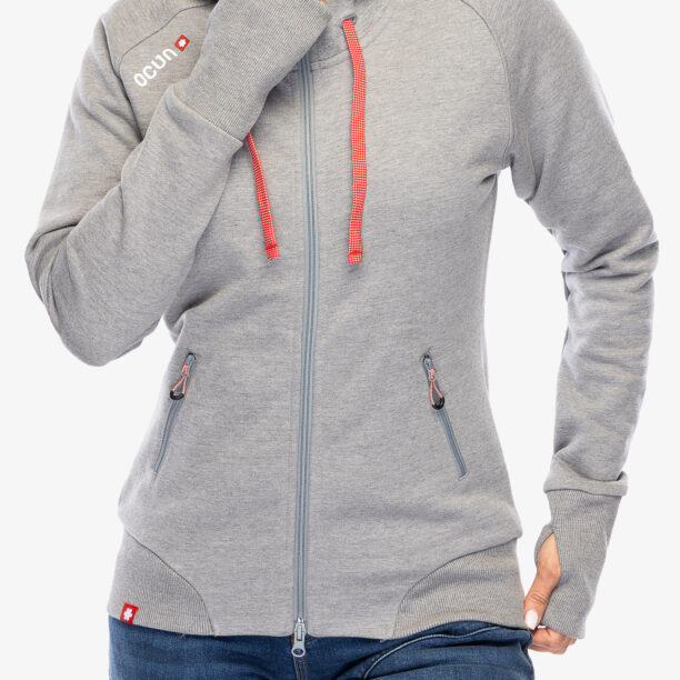 Hanorac cu fermoar femei Ocun Hoodie Zipper - grey paloma/silverscone