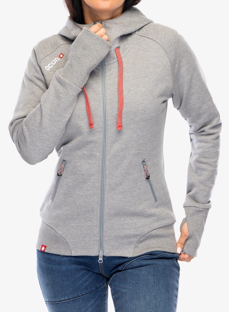 Hanorac cu fermoar femei Ocun Hoodie Zipper - grey paloma/silverscone