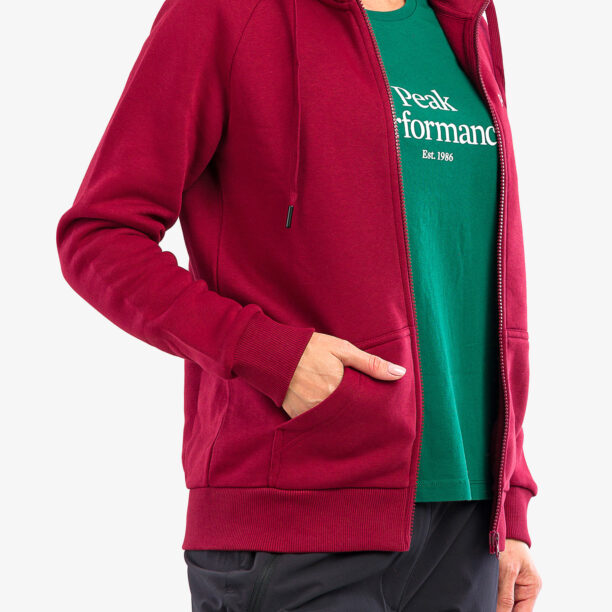 Original Hanorac cu fermoar femei Peak Performance Original Zip Hood - rogue red