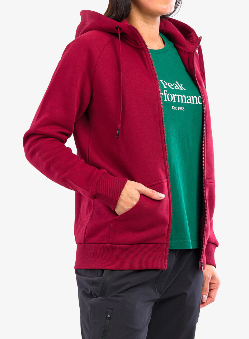 Original Hanorac cu fermoar femei Peak Performance Original Zip Hood - rogue red