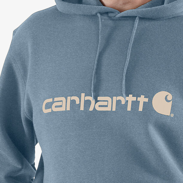 Hanorac cu gluga Carhartt Signature Logo Sweatshirt - thundercloud heather preţ