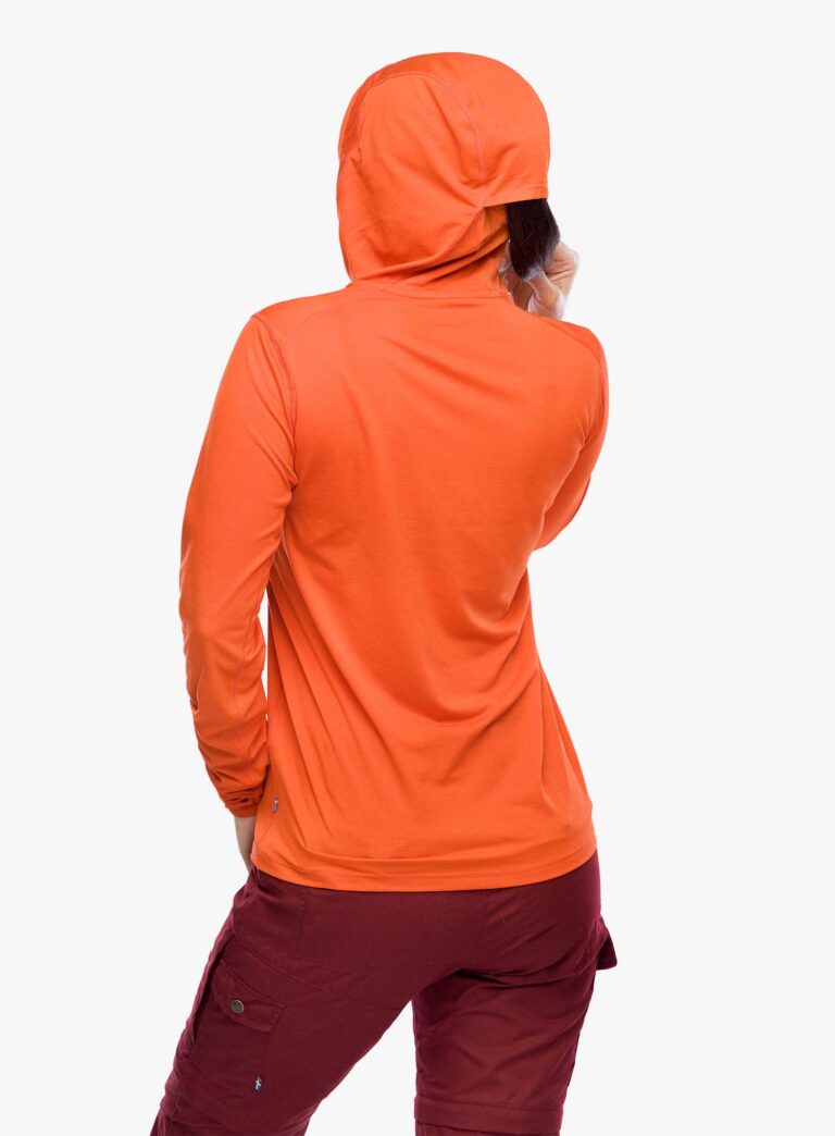 Hanorac cu gluga femei Fjallraven Abisko Sun-hoodie - flame orange preţ