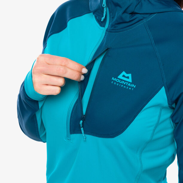 Original Hanorac escaladă femei Mountain Equipment Aiguille Hooded Top - topaz/majolica blue