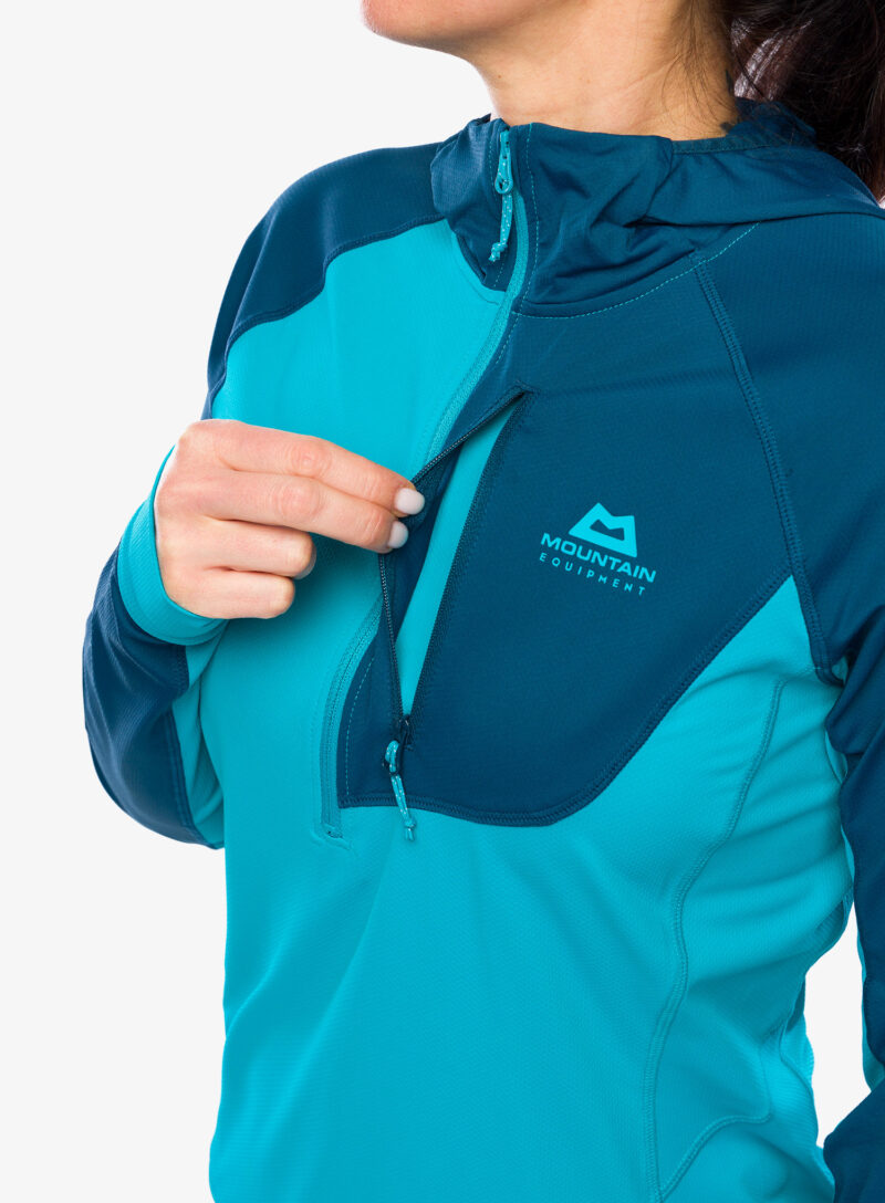 Original Hanorac escaladă femei Mountain Equipment Aiguille Hooded Top - topaz/majolica blue