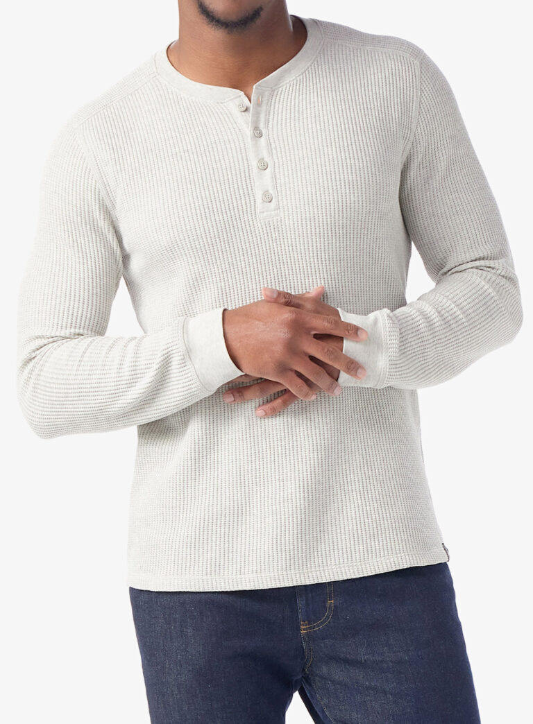 Hanorac fara gluga Smartwool Waffle Long Sleeve Henley - ash heather