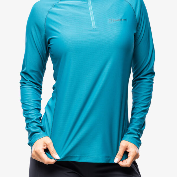 Hanorac fara gluga femei Berghaus 24/7 Tech Tee LS HZ - jungle jewel