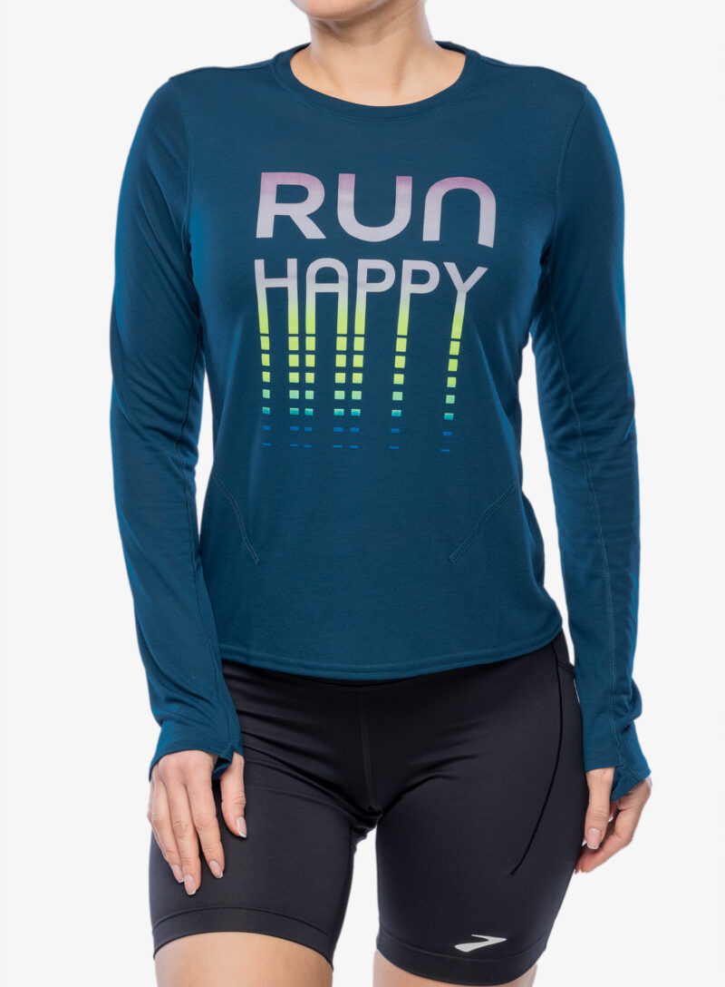 Hanorac fara gluga femei Brooks Distance Long Sleeve 3.0 - htr ocean drive