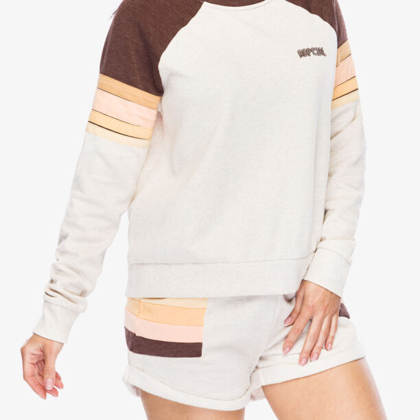 Hanorac fara gluga femei Rip Curl Surf Revival Raglan Crew - oatmeal marle